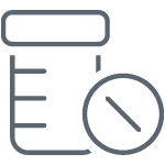 grey icon of a prescription bottle with a pill tablet